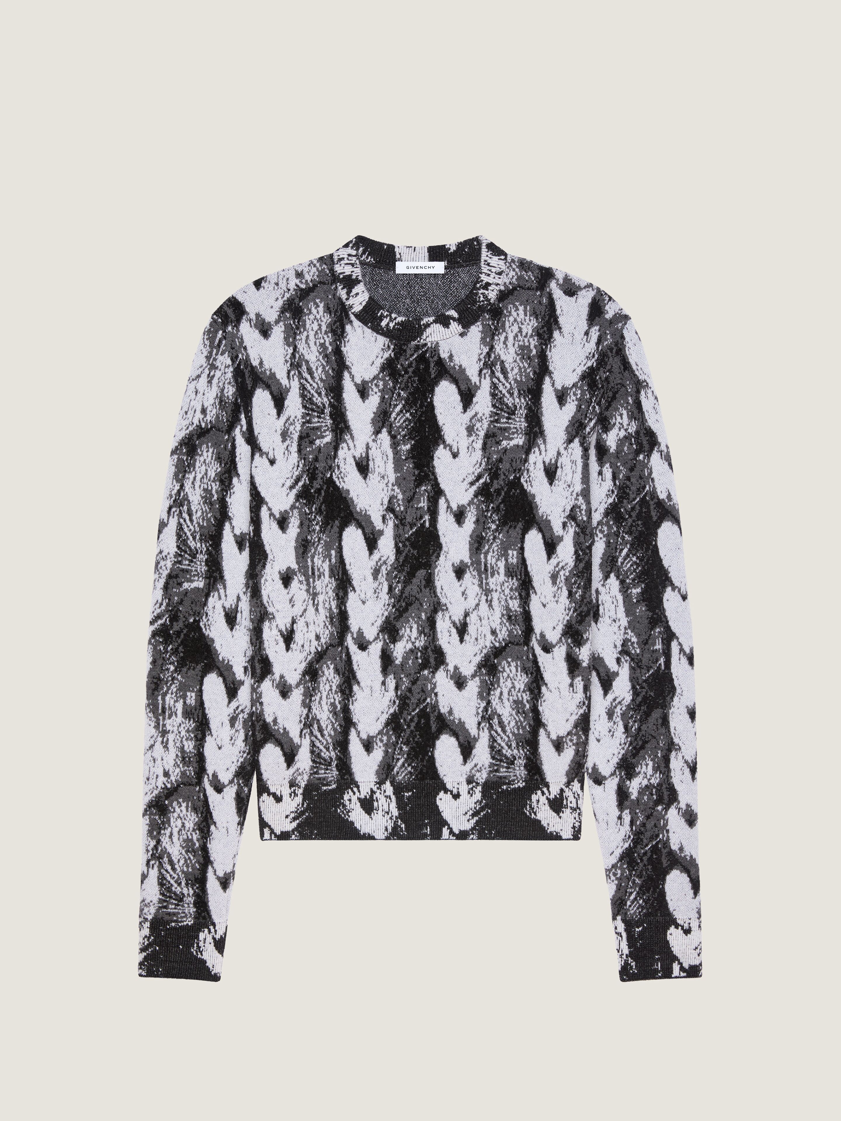 Sweater in mix wool knit with Hair jacquard